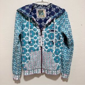 Billabong Blue and White Patterned Hoodie